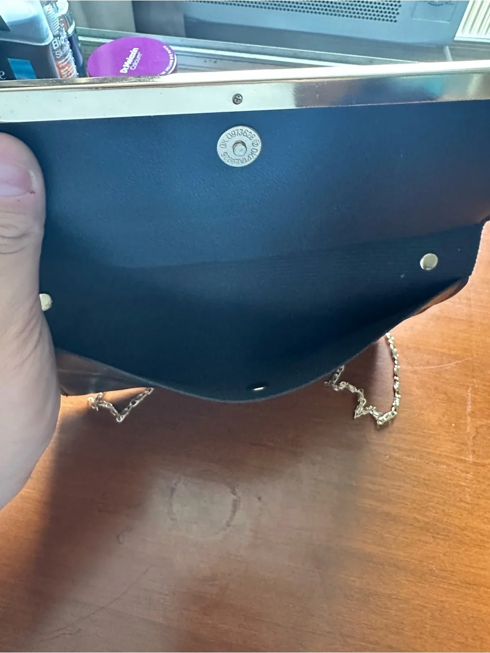 Black Chain-Strap Crossbody Clutch with Gold Accent